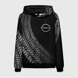 Толстовка-худи мужская Nissan tire tracks, цвет: 3D-черный
