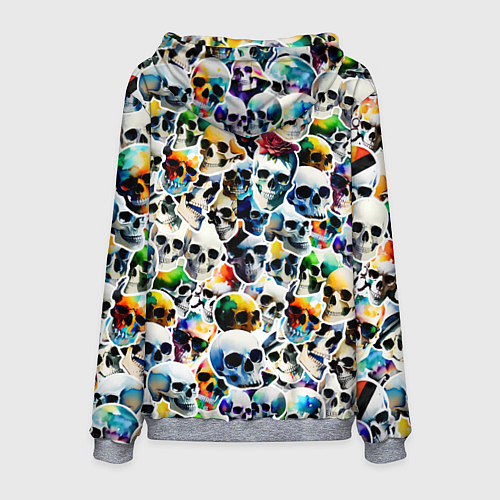 Мужская толстовка Акварельные черепа / 3D-Меланж – фото 2
