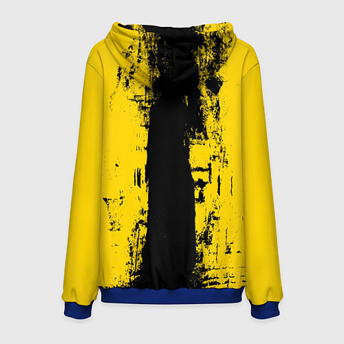 Мужская толстовка Вертикальная черно-желтая полоса Cyberpunk 2077 / 3D-Синий – фото 2