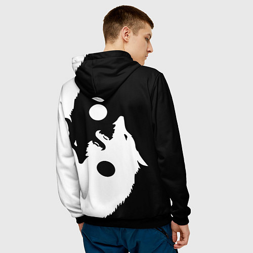 Мужская толстовка Инь-Ян волки / 3D-Черный – фото 4