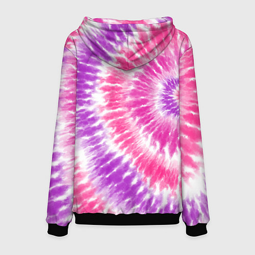Мужская толстовка Тай-дай розовый с фиолетовым / 3D-Черный – фото 2