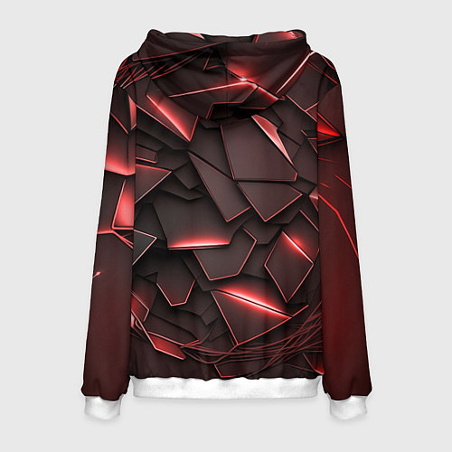 Мужская толстовка Красные элементы с неоновым свечением / 3D-Белый – фото 2