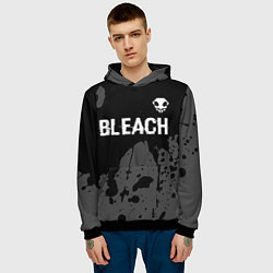 Толстовка-худи мужская Bleach glitch на темном фоне: символ сверху, цвет: 3D-черный — фото 2