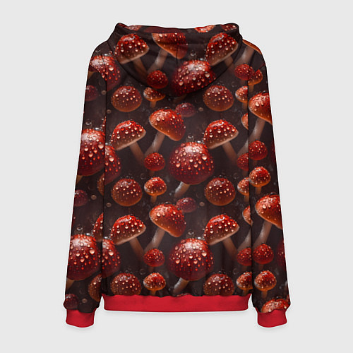 Мужская толстовка Сочный узор из мухоморов / 3D-Красный – фото 2