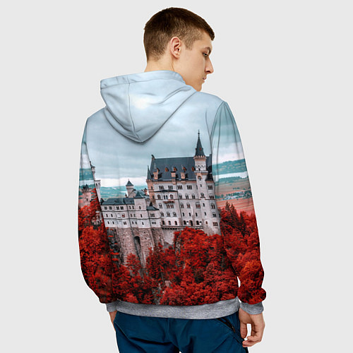 Мужская толстовка Замок в горах и красный лес / 3D-Меланж – фото 4