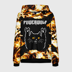 Мужская толстовка Powerwolf рок кот и огонь