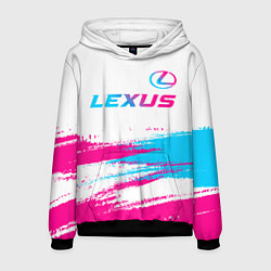 Толстовка-худи мужская Lexus neon gradient style: символ сверху, цвет: 3D-черный