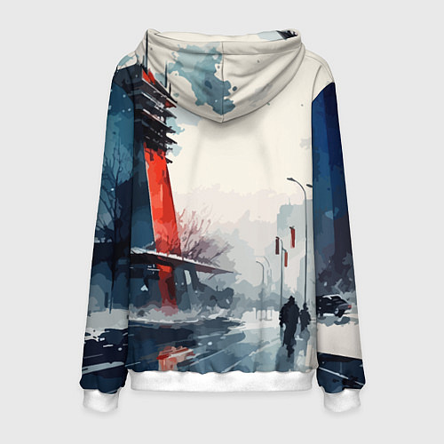 Мужская толстовка Наш город - коллекция Бело-сине-красный - Хуф и Ся / 3D-Белый – фото 2