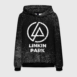 Толстовка-худи мужская Linkin Park с потертостями на темном фоне, цвет: 3D-черный