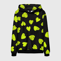Толстовка-худи мужская Листья - Монстера, цвет: 3D-черный