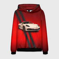 Толстовка-худи мужская Немецкий спортивный автомобиль Porsche, цвет: 3D-черный