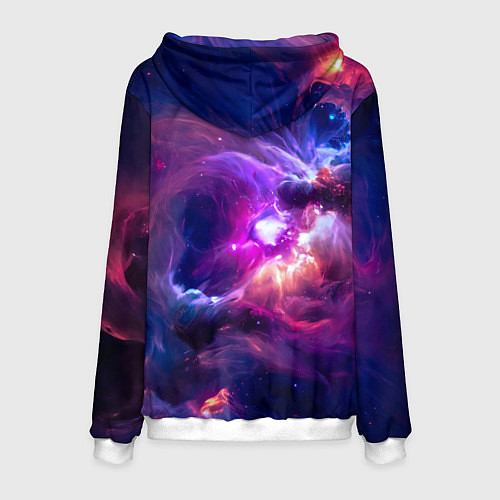 Мужская толстовка Небула в космосе в фиолетовых тонах - нейронная се / 3D-Белый – фото 2