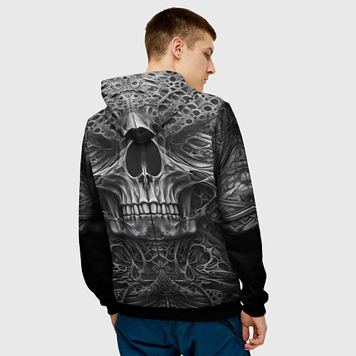 Мужская толстовка Череп в стиле Гигера / 3D-Черный – фото 4