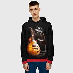 Толстовка-худи мужская Рокерская гитара, цвет: 3D-красный — фото 2