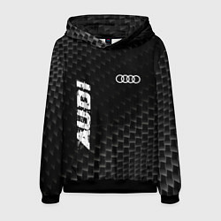 Толстовка-худи мужская Audi карбоновый фон, цвет: 3D-черный