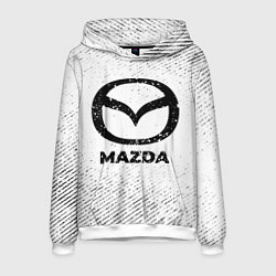 Толстовка-худи мужская Mazda с потертостями на светлом фоне, цвет: 3D-белый