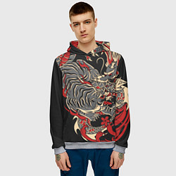 Толстовка-худи мужская Борьба тигра с драконом, цвет: 3D-меланж — фото 2