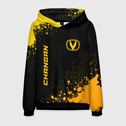 Толстовка-худи мужская Changan - gold gradient: надпись, символ, цвет: 3D-черный