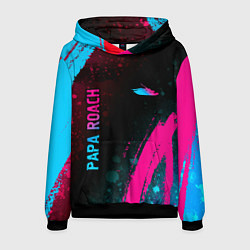 Толстовка-худи мужская Papa Roach - neon gradient: надпись, символ, цвет: 3D-черный