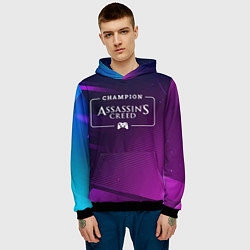 Толстовка-худи мужская Assassins Creed gaming champion: рамка с лого и дж, цвет: 3D-черный — фото 2