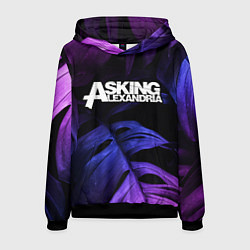 Толстовка-худи мужская Asking Alexandria neon monstera, цвет: 3D-черный