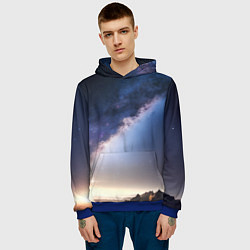 Толстовка-худи мужская Звёздное небо и горы, цвет: 3D-синий — фото 2