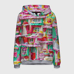 Толстовка-худи мужская Домики из сладостей, цвет: 3D-меланж