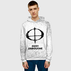 Толстовка-худи мужская Ozzy Osbourne с потертостями на светлом фоне, цвет: 3D-белый — фото 2