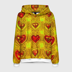 Толстовка-худи мужская Узор рубиновые сердца, цвет: 3D-белый