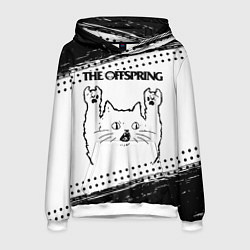Толстовка-худи мужская The Offspring рок кот на светлом фоне, цвет: 3D-белый