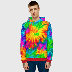 Толстовка-худи мужская Тай-дай кислотные краски, цвет: 3D-красный — фото 2