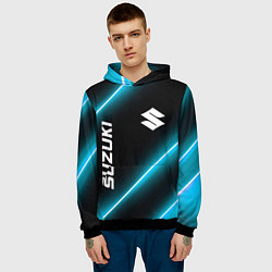 Толстовка-худи мужская Suzuki неоновые лампы, цвет: 3D-черный — фото 2
