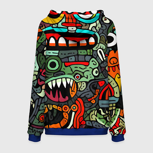 Мужская толстовка Монстры в зеленом и оранжевом - нейросеть / 3D-Синий – фото 2