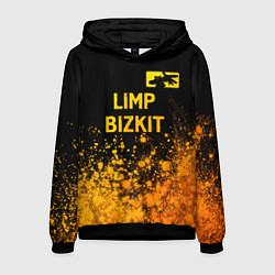 Толстовка-худи мужская Limp Bizkit - gold gradient: символ сверху, цвет: 3D-черный