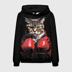 Толстовка-худи мужская Cat boxing, цвет: 3D-черный