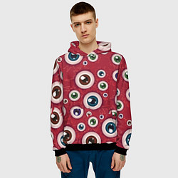 Толстовка-худи мужская Множество жутких глаз, цвет: 3D-черный — фото 2