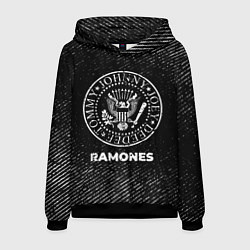 Толстовка-худи мужская Ramones с потертостями на темном фоне, цвет: 3D-черный