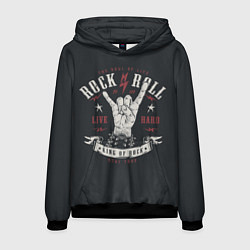 Толстовка-худи мужская Rock and roll - жест козы, цвет: 3D-черный