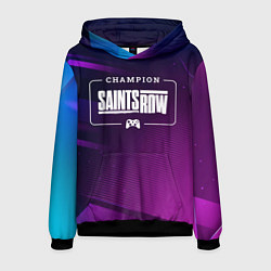 Толстовка-худи мужская Saints Row gaming champion: рамка с лого и джойсти, цвет: 3D-черный