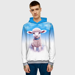 Толстовка-худи мужская Ягнёнок, цвет: 3D-меланж — фото 2