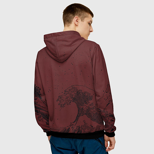 Мужская толстовка Большая волна в Канагава / 3D-Черный – фото 4