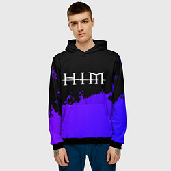 Толстовка-худи мужская HIM purple grunge, цвет: 3D-черный — фото 2