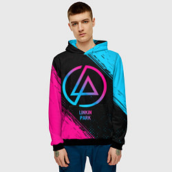Толстовка-худи мужская Linkin Park - neon gradient, цвет: 3D-черный — фото 2