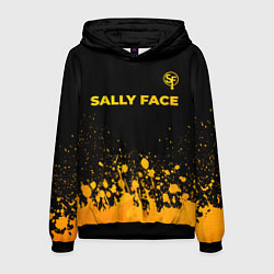 Толстовка-худи мужская Sally Face - gold gradient: символ сверху, цвет: 3D-черный