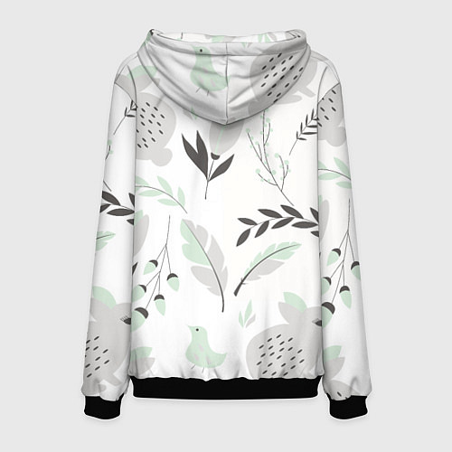 Мужская толстовка Зайцы и растения паттерн / 3D-Черный – фото 2