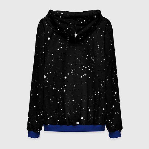 Мужская толстовка Skeleton astronaut eats pizza while sitting on the / 3D-Синий – фото 2