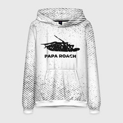 Толстовка-худи мужская Papa Roach с потертостями на светлом фоне, цвет: 3D-белый