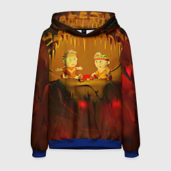 Толстовка-худи мужская Два индейца у костра в пещере, цвет: 3D-синий
