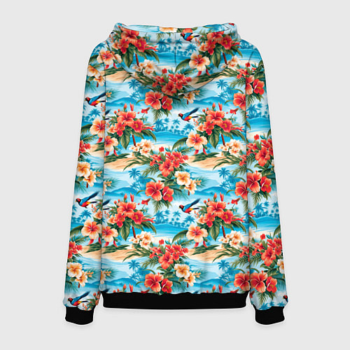 Мужская толстовка Гавайский стиль летние цветы / 3D-Черный – фото 2