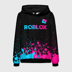 Толстовка-худи мужская Roblox - neon gradient: символ сверху, цвет: 3D-черный